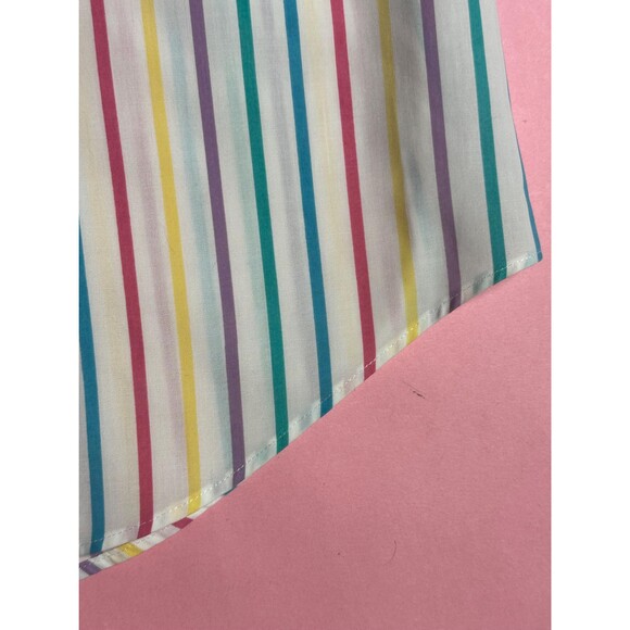 1970s-1980s HUNTERS GLEN White RAINBOW Striped Button Up Tank Top W/Pockets. L - Picture 8 of 10